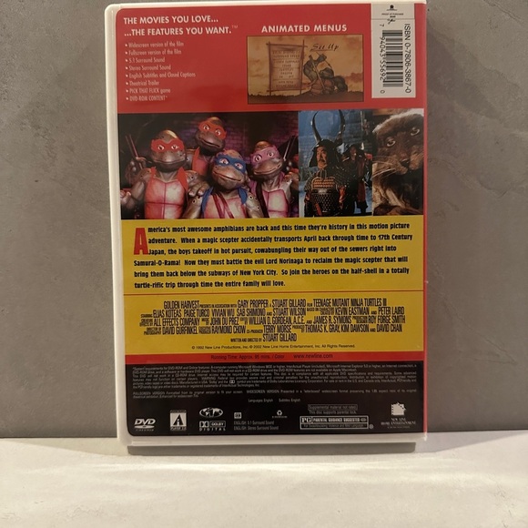 Teenage Mutant Ninja Turtles 3 Movie DVD 2002 RELEASE OF THE 1992 - Picture 2 of 4